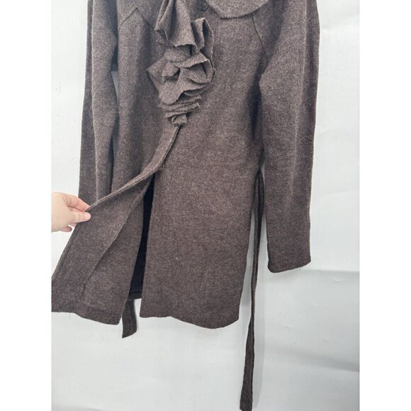 Cynthia‎ Rowley Wool Jacket Women Small Brown Ruffle Bohemian Academia Old Money - Picture 7 of 10